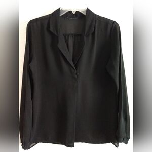 Lovely Sheer Black Blouse Long Sleeve  Size Medium Chest 36"